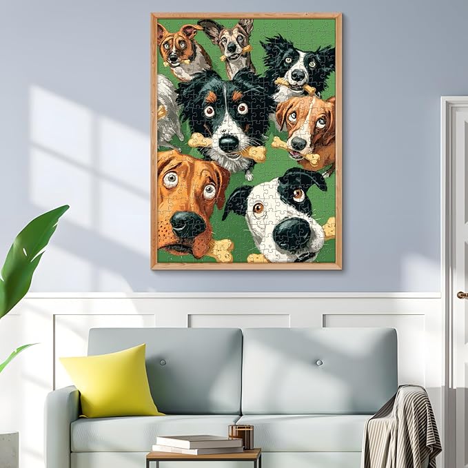 300 Piece Puzzles for Adults, Colorful Funny Dog Puzzles for Adults, Comical Dogs Holding Bones 300 Piece Jigsaw Puzzle, Ideal Home Decor Gift for Adults Kids Seniors, 20.5×15 in