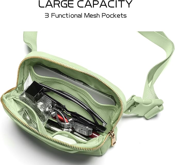 Gitus Gifts for 8 9 10 11 12 Year Old Girls Belt Bag Fanny Pack Crossbody Bags with Initial Letter Patch Cute Stuff Birthday Gifts for Teen Girls Women Personalized Trend Stuff (Light Green-V)