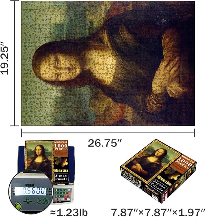 MaxRenard Game 1000 Pieces Jigsaw Puzzle Fine Art Collection Toy Leonardo Da Vinci Mona Lisa
