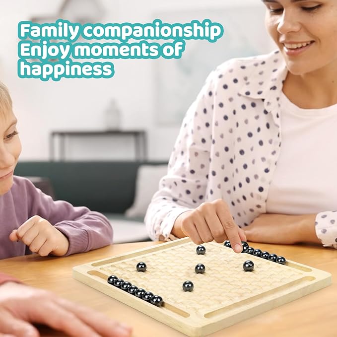 Magnetic Game with 32pcs Magnetic Chess Pieces, Portable Travel Board Game for Kids & Adults, Family Strategy Game for 2-4 Players