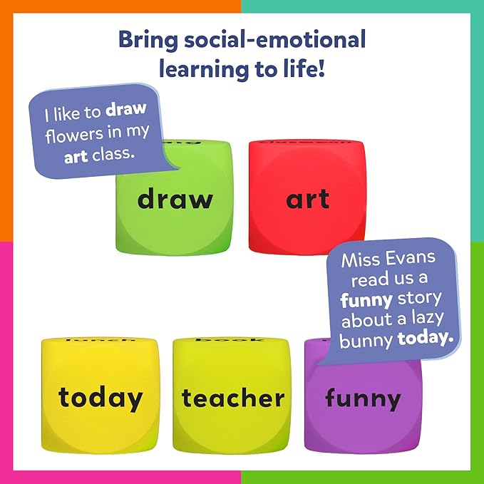 Skillmatics Conversation Cubes for Kids - 8 Foam Cubes for Social-Emotional Learning, Classroom & Back-to-School Supplies, Teacher Resources, Autism Tools, Gifts for Ages 4, 5, 6, 7 and Up