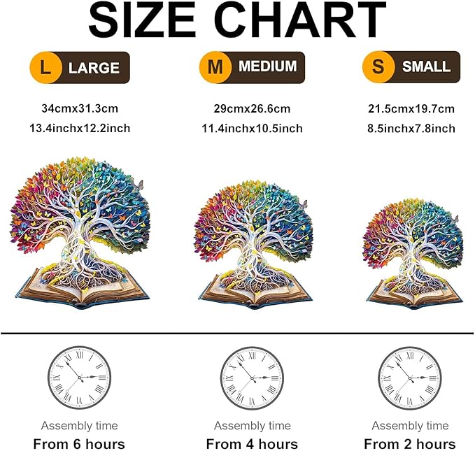 Jigfoxy Wooden Puzzle for Adults, Tree in The Book Jigsaw Puzzles for Adult, Unique Animal Shape Wood Cut Puzzles, Christmas Thanksgiving Gifts for Friends Family (M-11.4 * 10.5in-200pcs)