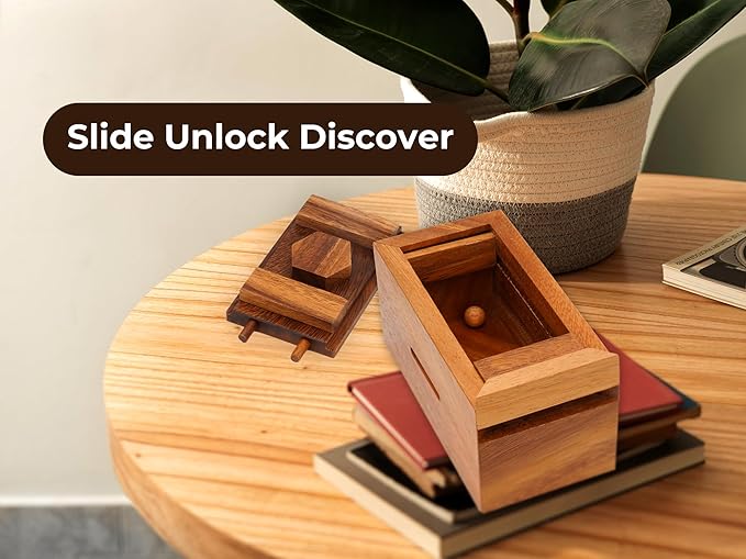 BSIRI Canopic Chest- Challenging Brain Teaser Wooden Box Mind Puzzles and Use as Money Box, Stash Box, Jewelry Box, 3D Puzzle Lock Box, Gift Card, Money Puzzle Box for Cash Gift