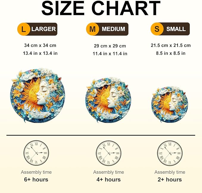 WOODBESTS Wooden Puzzles for Adults, Moon Sun & Girl Wood Puzzles Adult(200 Pieces, M, 11.4 * 11.4in), Unique Shape Wooden Animal Jigsaw Puzzles, Birthday Gifts for Adults Family Game