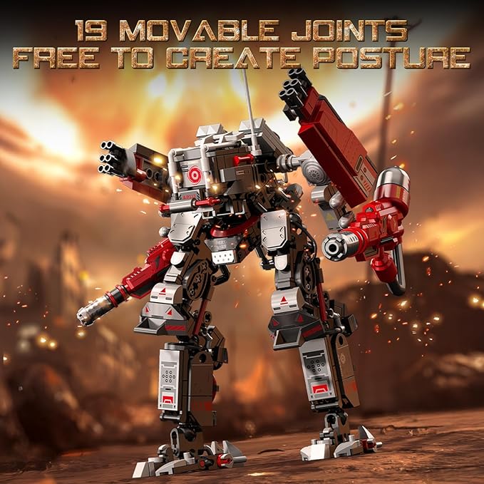 HIGH GODO Crimson Fighter Mech Robot Transforming Building Blocks Set for Adults,City Warrior Justice Hero Soldier Mech Model Building Kit, Cool Creative Robots Toys Gift for Teens Boys, 523 Pieces