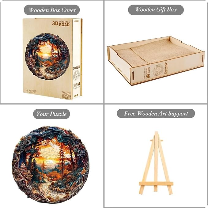 Wooden Puzzles for Adults, 3D Winding Road Wooden Puzzles, Unique Animal Shaped Wood Challenging Jigsaw Puzzles Gifts for Adults