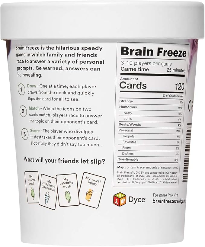BRAIN FREEZE Party Game - The Hilarious Speak-Before-You-Think Family Card Game - for Kids, Tweens, Teens, College Students, Adults and Families, at Fun Parties and Board Games Night with your Group