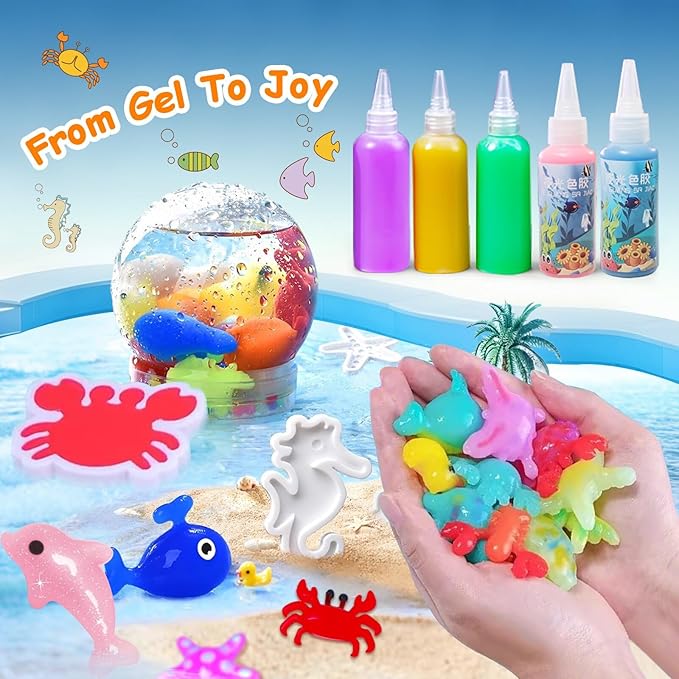TSMJUWND Magic Water Elf Toy Kit with 20 Magic Gels & 30 Molds DIY Squishy Maker for Kids Girls Boys Birthday Gift Chrismas Festival Party Favors