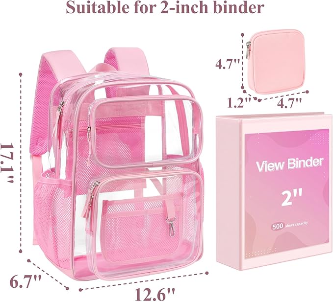 PACKISM Clear Backpack for School - 17 inch Large Heavy Duty Clear Bookbag, See Through PVC Backpacks (for age 12 above)