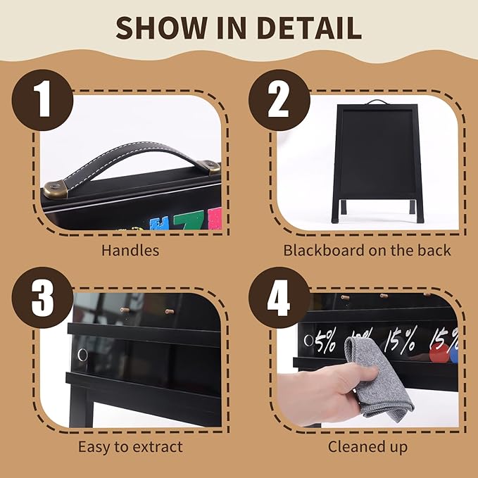 Prize Drop Game Board, 21"x30" Double-Sided Foldable Design with Wooden A-Frame Chalkboard Sign for Family, Carnival, Trade Show & Party - Includes 10 Coin Drop Discs and Chalk Set, Portable Design