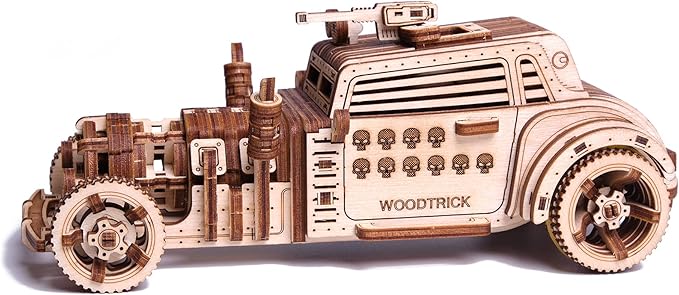 Wood Trick Apocalyptic Car 3D Wooden Puzzles for Adults and Kids to Build - Rides up to 26 feet - Wooden Model Car Kits to Build for Adults