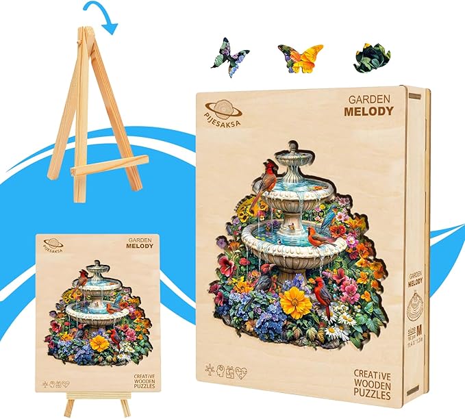 Wooden Puzzles for Adults, Garden Melody Wooden Jigsaw Puzzle, Wall Art Home Decor (XL -17.3 * 17.1in -370 Pieces)