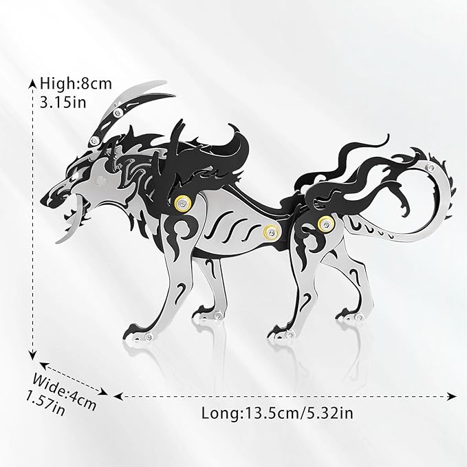 3D Metal Puzzles,3D Metal Puzzle for Adults,Mechanical Model Kit Wolf King Black,Steel 3D Puzzles Stainless Steel Ornaments for Adults Home Decor Art Craft Gifts Toys.