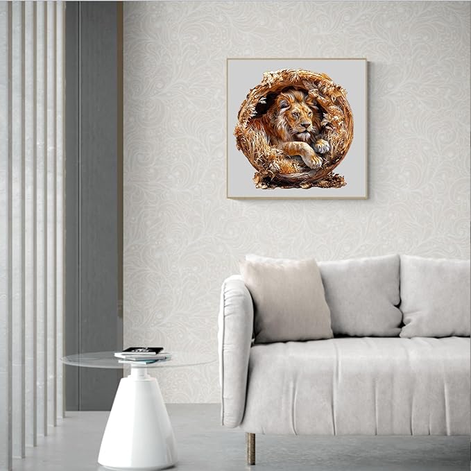 KAAYEE Wooden Puzzles for Adults, 3D Vision Effect Lion King Wooden Jigsaw Puzzles 200 PCS Unique Shape Wood Puzzle Adult, Birthday Father Mother Gifts for Puzzle Lover Family Game (M-11.4 * 11.4in)