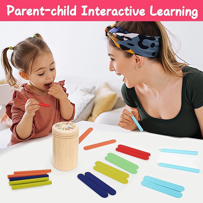 Wooden Sorting Toys Montessori Color & Shape Sorter Class Activity Toddlers Fine Motor Game for Colors and Shapes Recognition, Birthday New Year Valentine's Gifts for 2-5 Year Old Boys and Girls