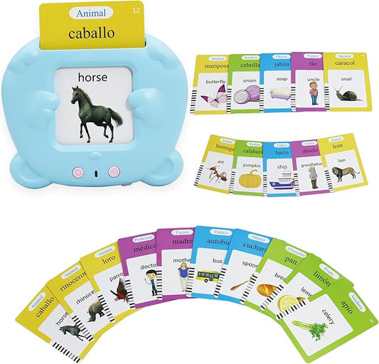 MAYAPHILOS Spanish and English Pocket Speech Therapy Toys with 224 Sight Words, Bilingual Flashcards for Preschool Learning, Gifts for Toddlers