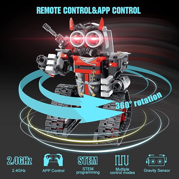 VINTOP Remote Control Robot Building Kit for Boys 6-12, 3-in-1 STEM Remote & APP Controlled Coding Gear Robot/Tank/RC Car, 419 Pcs Science Learning Educational Building Blocks Toy Set Gift for Kids