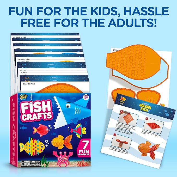Arts and Craft Kit for Toddlers Ages 3, 4, 5 Years - Create 7 Fun Fish Characters