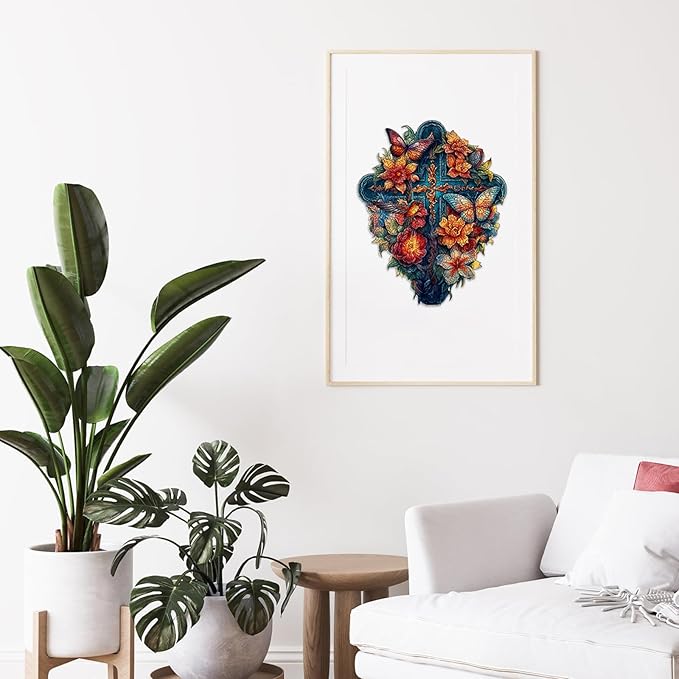 Wooden Puzzles for Adults, Unique Puzzles for Adults, Irregular Animal Shaped Wooden Jigsaw Puzzles, Creative Birthday Gift,11.8 x 9.1 inch, Butterfly Cross