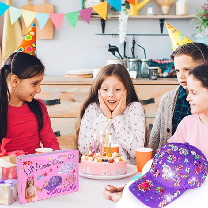 MUNDIDO Unicorn Craft Kit for Girls 5-12: Stickers, Glitter Gem Sun Hat & Baseball Cap | Birthday Gifts, Arts and Crafts Toys Gift for 6-10 Year Old Kids Girls | Crafts Gift for Boys Age 7-9 Year Old