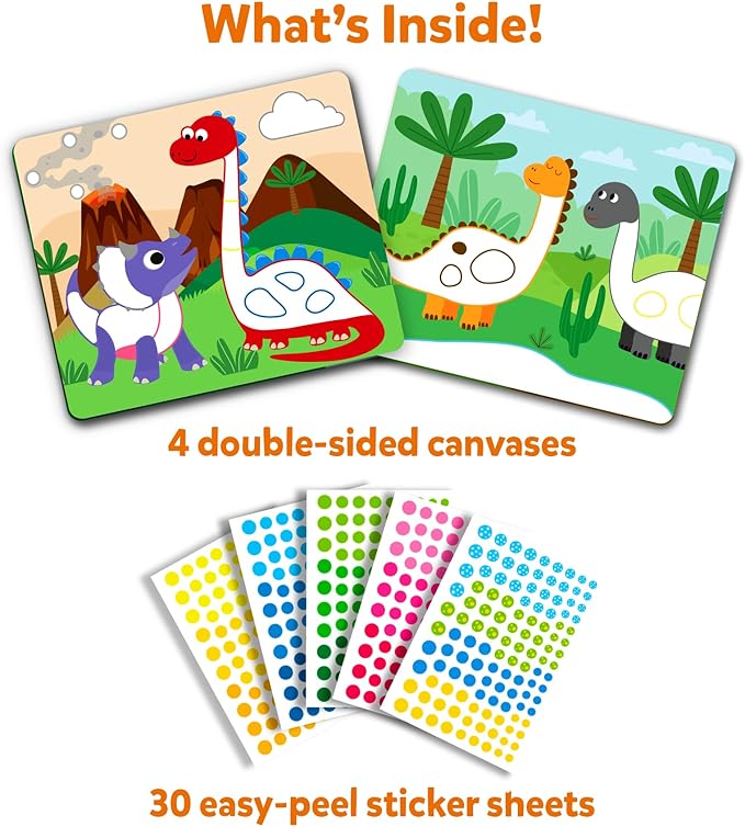 Skillmatics Dot It Sticker Art - Dinosaurs, Mess-Free Fun for Kids, 500+ Stickers, Craft Kits, DIY Scrapbooking Activity, Travel Toys, Gifts for Boys & Girls Ages 3, 4, 5, 6, 7