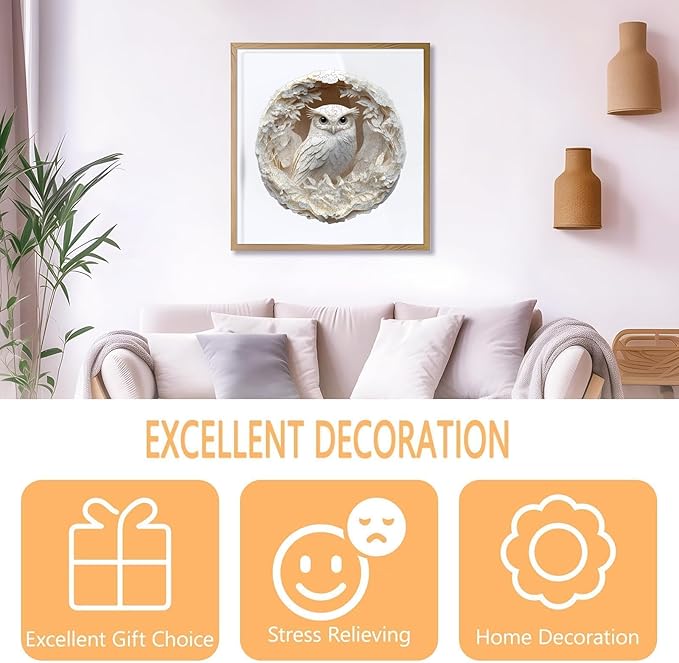 Wooden Puzzles for Adults, Flat Puzzle with 3D Visual Effect, Paper Carved Owl Wooden Jigsaw Puzzles for Adult, Unique Shape Wood Puzzles Adult, Wall Art Canvas Puzzle (M-11.4 * 11.2in-200pcs)