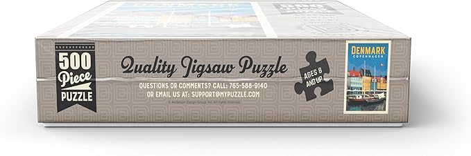 MyPuzzle Denmark: Copenhagen, Vintage Poster - Premium 500 Piece Jigsaw Puzzle for Adults
