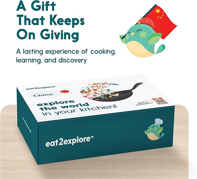 eat2explore Cooking Kits for Kids - Interactive & Educational Set with 3 Recipe Cards, Key Ingredients & Cooking Tools - Ideal Idea for Kids who Love to Create Meals (China Edition)