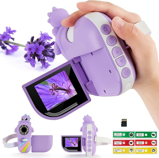 Dino Microscope for Kids, 1000x Portable Digital Microscope Camera with 2" Screen, Educational Science Kit Birthday Gifts for Kid Age 4-12, 32GB TF Card Included