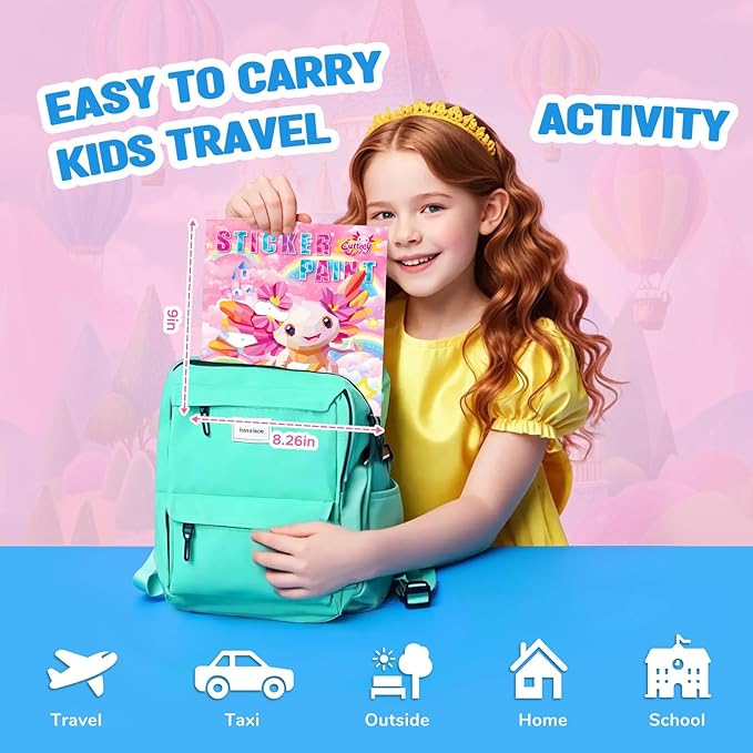 2PCS CutteeyFyry Paint by Number Sticker Book Travel Activities for Girls Kids - Road Trip & Airplane Toys, Birthday Present, Classroom Gifts, Travel Essentials for Toddlers & Long Car Rides