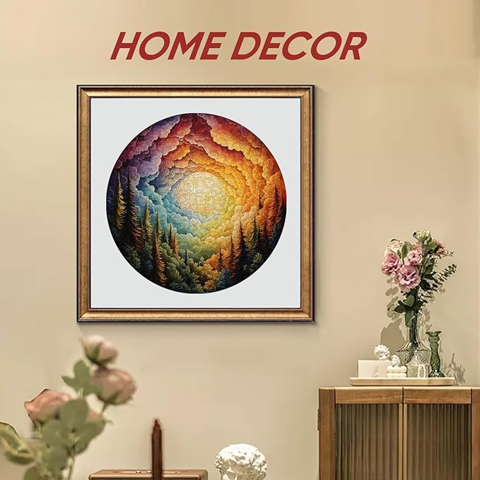 Ruikiyart Wooden Puzzles for Adults, 5MM 500 Pieces Forest Wooden Jigsaw Puzzles, Unique Shape Tree Puzzle for Kids and Adults on Birthday, Thanksgiving, Christmas (16.5”x16.5”)