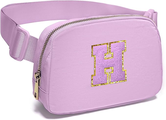 Gitus Gifts for 8 9 10 11 12 Year Old Girls Belt Bag Fanny Pack Crossbody Bags with Initial Letter Patch Cute Stuff Birthday Gifts for Teen Girls Women Personalized Trend Stuff (Lavender-H)