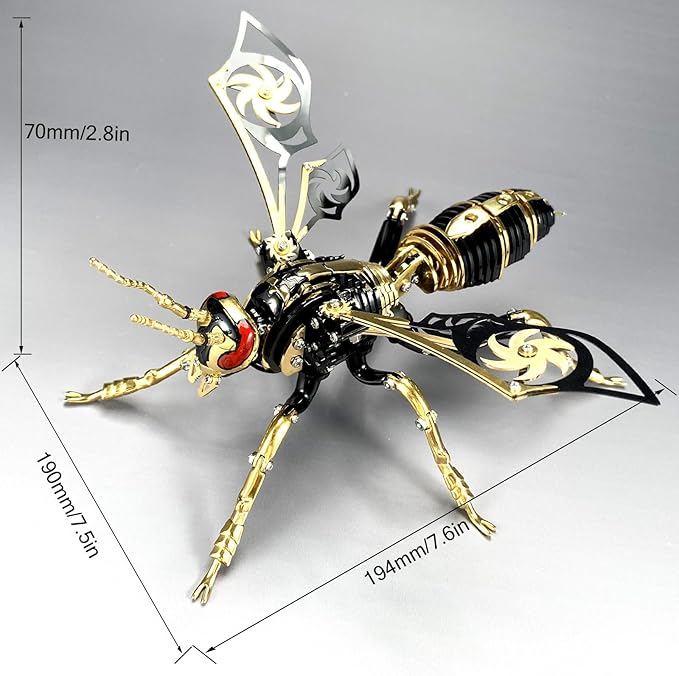 3D Metal Puzzles for Adults, Mechanical Wasp Model Kits Building Blocks, The Northern Giant Hornet, Difficult DIY for Assembly, Birthday Gifts for Men