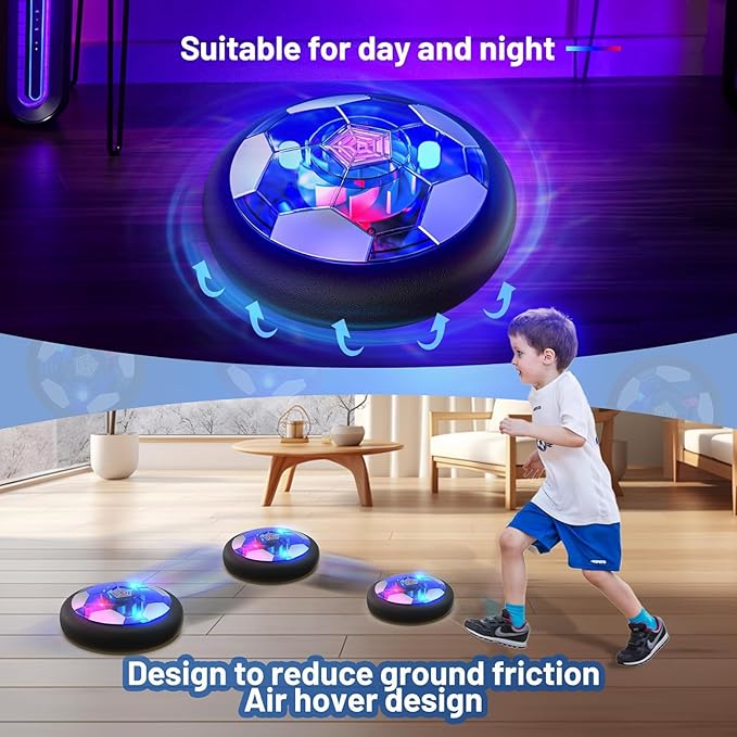 Rechargeable Hover Soccer Ball- Kids Toys - Indoor Toddler Game -Birthday for Boy Age 3,4,5,6,7,8,9 Years Old - Easter Basket Essential- Stocking Stuffers - Yankee Swap-2Packs