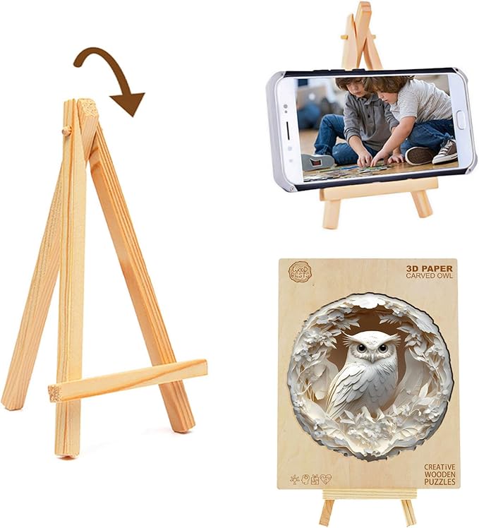 KAAYEE Wooden Puzzles for Adults, 3D Vision Effect Owl Wooden Jigsaw Puzzles, 100pcs Unique Shape Animal Wood Puzzle Adult, 3D Effect Flat Puzzle Birthday Gifts Family Game (S-8.5 * 8.3in)