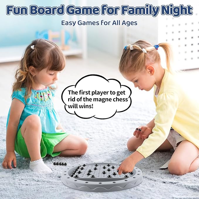 2 in 1 Board Games, Magnetic Chess & Rope Untangling Puzzle Game, Travel, Family Games for Kids and Adults, 40 Pcs Stones, Brainy Knots, Multi-Challenges for Age 8+, Educational Strategy, 2-4 Players