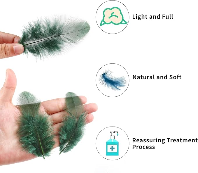 Soarer 300pcs Blackish Green Rooster Feathers Bulk - 3-5inch Craft Feathers for Wedding Home Party, Dream Catcher Supplies and DIY Crafts(Blackish Green)