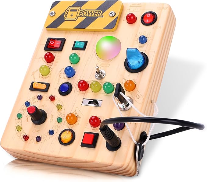 Montessori Toy for 1-3 Year Old Busy Board, Wooden Educational Learning Toy for Kids with Sensory Autism, Toddlers Toy for Boy Girl Gifts (Medium)