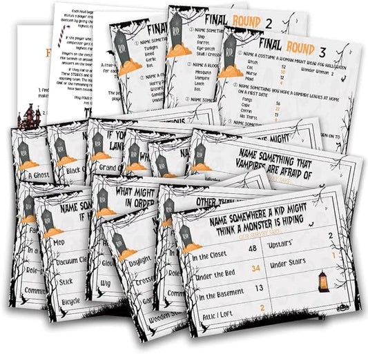 Halloween Friendly Feud Quiz, Halloween Party Game Activity, Feud Trivia Quiz - 001I
