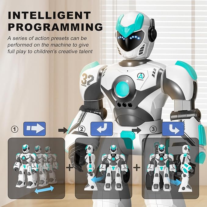 Remote Voice Control Large Robot: Intelligent Programmable Popular Science Story Toys with Gesture Sensing Presents for Kids