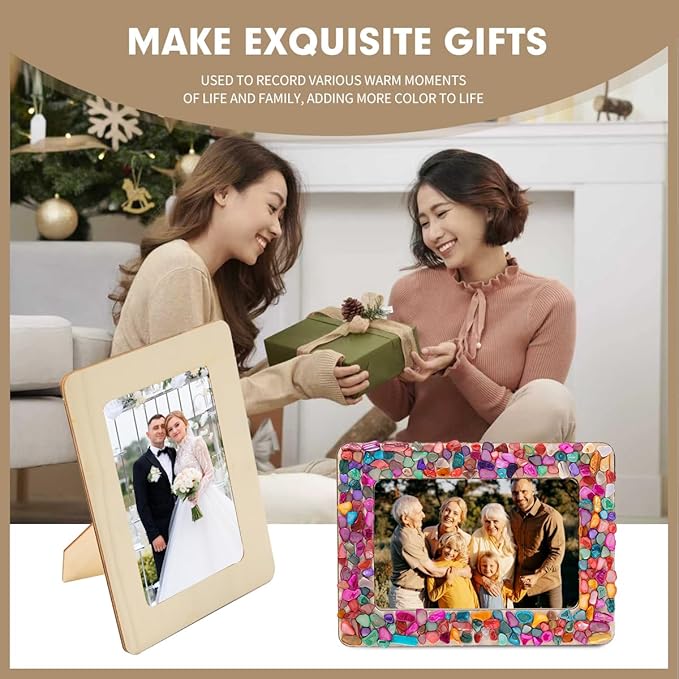 DIY Mosaic Photo Frame Craft Kit for 4 * 6 Photo,8 Pcs DIY Unfinished Wooden Picture Frames with Mosaic Tiles for DIY Craft
