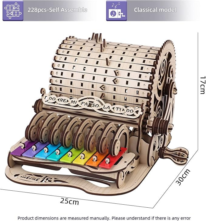 nicknack 3D Wooden Puzzles Model Kits for Adults Piano Mechanical Music Box Model Wooden Xylophone Toy