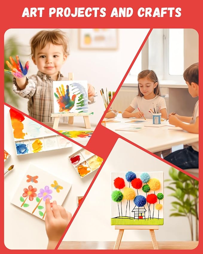 Simetufy 72 Pack 4x4inch Mini Canvas Boards Small Painting Canvas 100% Cotton Primed Acid Free Blank for Oil Paint,Watercolor,Acrylic Paint, Art Projects, Collage Art