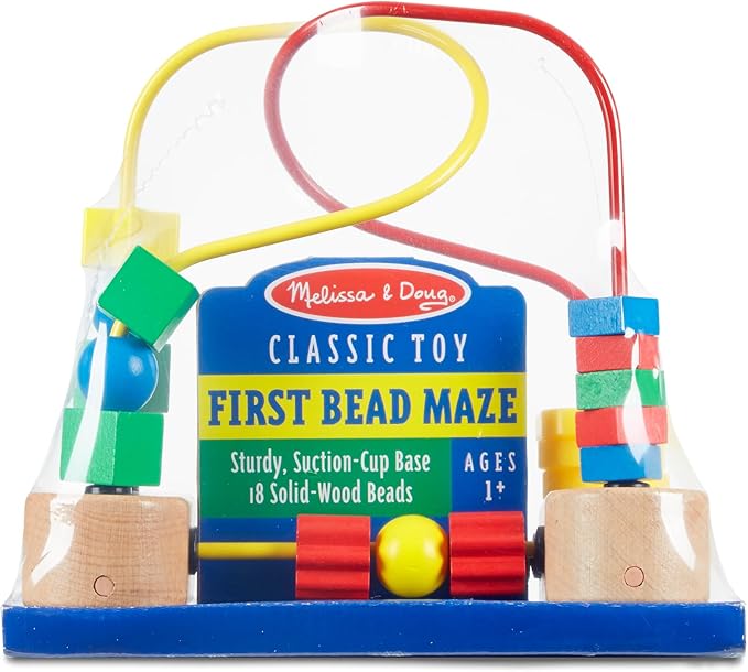 Melissa & Doug First Bead Maze - Wooden Educational Baby Toy with Suction Cups, for Floor, High Chair or Toddler Table, Toddler Toys for Girls & Boys Ages 1+