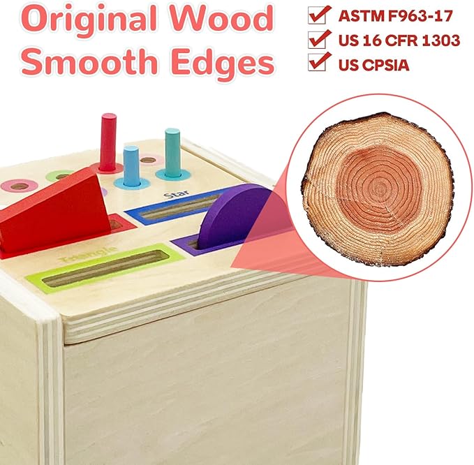 Wooden Montessori Toys for Toddlers, Color & Shape Sorting Matching Games, Fine Motor Skills Sensory Preschool Learning Educational Toys Baby Boys Girls Gifts (2 in 1)