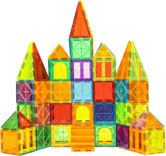 EchoPlan Magnetic Tiles,68PCS Magnetic Building Blocks,Magnet Tiles 3D Clear Building Blocks Set,STEM Sensory Educational Toys Gift for Toddlers Kids Boys 3 4 5 6 7 8 9+ Year Old