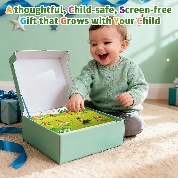 Wooden Sound Puzzle for Toddlers 1-5 Years– 6 Farm Animals & Songs Learning Toy, Educational Interactive Music Pegged Puzzles for Fine Motor Skills