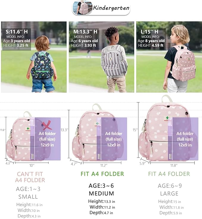 Kids' Backpacks for Girls & Boys - Kindergarten to Elementary School, Small Child Toddler Backpack, 14" H, Ages 3-6