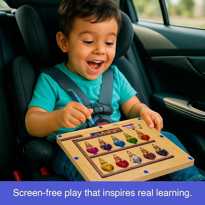 Montessori Magnetic Color and Number Maze Puzzle Board – Educational Wooden Toy for Toddlers, Fine Motor Skills & Counting Game Ages 2–5