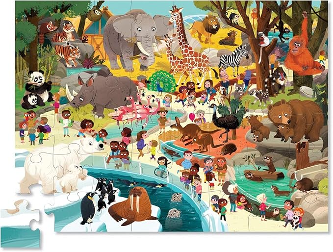 Crocodile Creek Above + Below 48-Piece Jigsaw Floor Puzzle - Fun Floor Puzzles for Kids Ages 4-8 - Day at The Zoo - 18 x 24 inches Finished